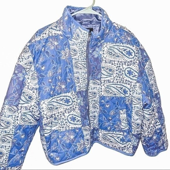 7 For All Mankind Bomber Jacket Paisley Quilted Zip Up - Picture 3 of 5